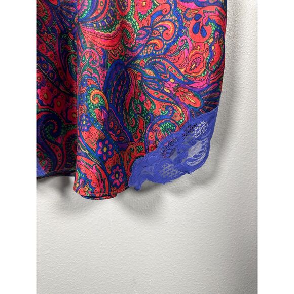 Victoria's Secret Gold Label Vintage Satin Bright Floral Lace Mini Slip Dress XL - Picture 4 of 4